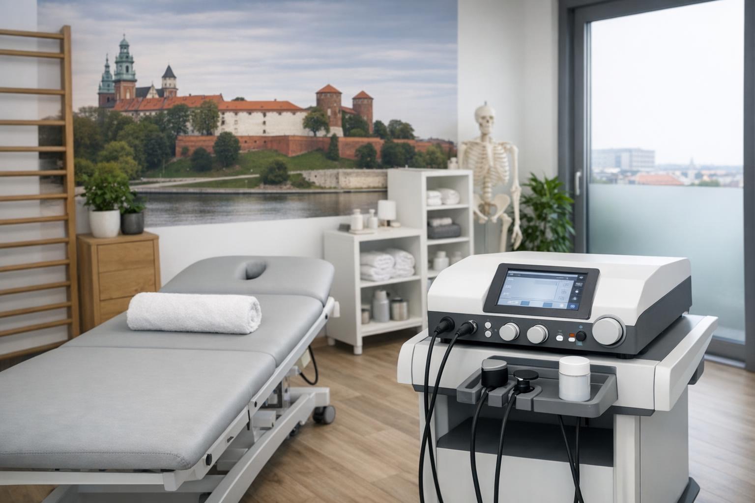 Zdjęcie gabinetu fizjoterapeutycznego w Krakowie z urządzeniem Indiba
